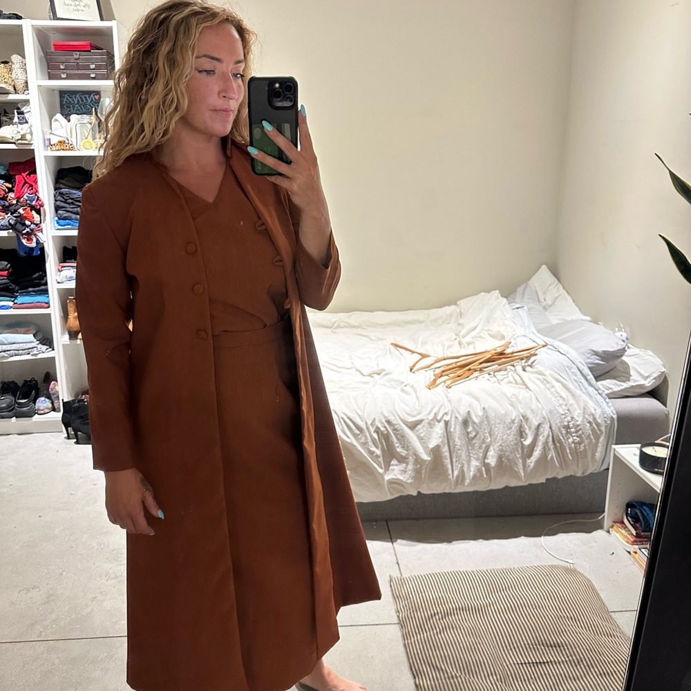 3 piece handmade vintage suit burnt orange